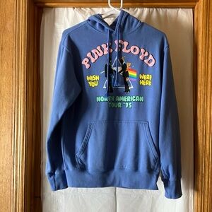 Pink Floyd Commemorative 1975 Tour Blue Hooded Sweatshirt Sz S (34-36) Preowned